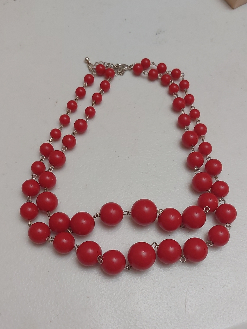 Red Bead Double Strand Necklace - Unbranded